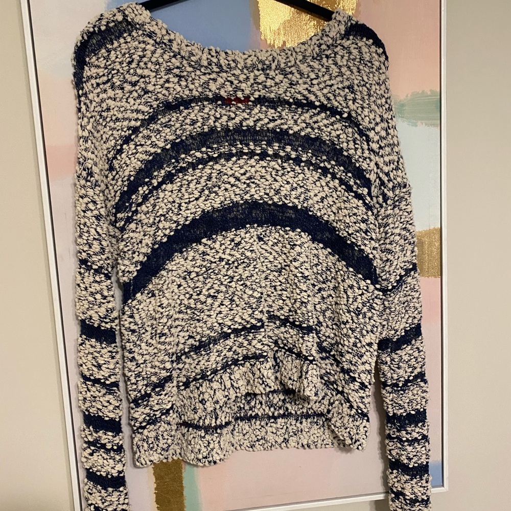 Blue and white sweater